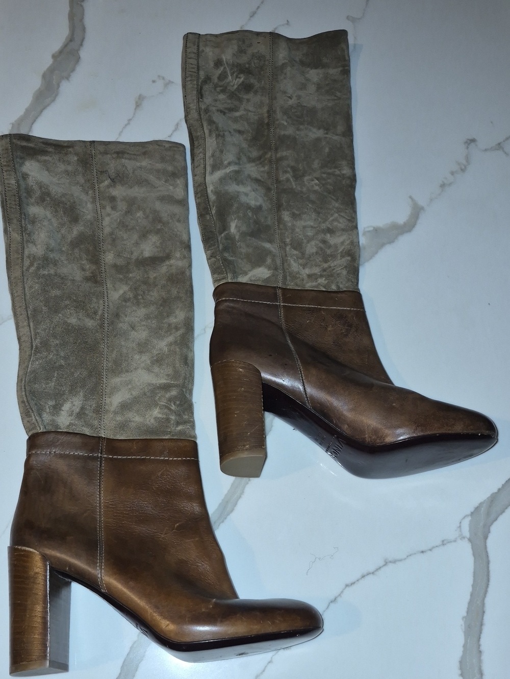 VINCE MADE IN ITALY REAL LEATHER N SUEDE KNEE HI BOOTS SZ 7.5